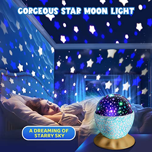 Dinosaur Toys for Kids Age 3-12 : Dinosaurs Egg Night Light Gifts for Boys 3 4 5 6 7 8 9 Year Old 2-in-1 Dino & Star Projector with 360° Rotation Timer for Boy Ages 3-5 Birthday Gift Decor