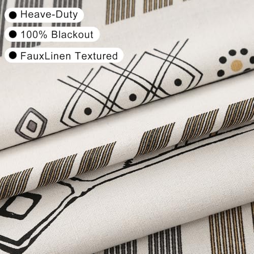 Colorbirtd 100% Blackout Boho Curtains Heat Sun Blocking for Bedroom Living Room 84 Inches Thermal Curtains for Summer Heat Sun Blocking Black and White Western Southwest Black Out Drapes Sliding Door