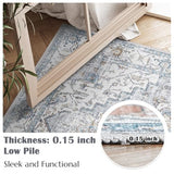 jinchan 3x10 Runner Vintage Medallion Washable Area Rug, Blue/Gray