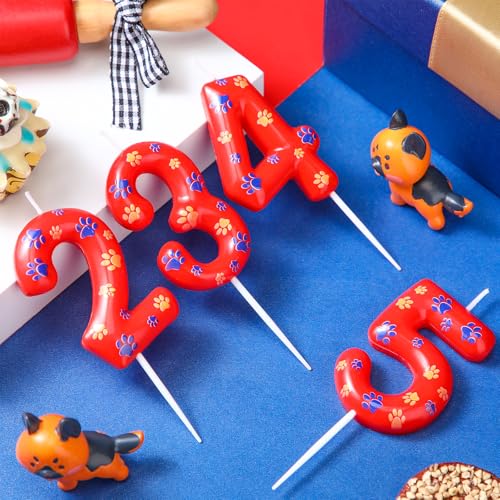 Conelist Number 3 Dog Paw Birthday Candles Dog Toppers Candles Numeral Birthday Cake Topper Boy Girl Paw Party Decoration Party Supplies
