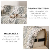 Skidproof Sofa Cover-Grey Bird Sofa Slipcover with Elastic Straps-Easy Fit Slip Cover-Washable Furniture Protector for Pets and Kids(Recliner,Grey)