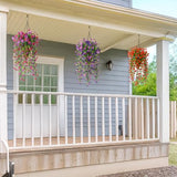 Artificial Hanging Flowers for Outdoors, 2 Pcs Fake Hanging Plants Spring Summer Decor, UV Resistant No Fade Faux Silk Daisy Flower for Planters Front Door Porch Patio Yard Garden(Double Purple)