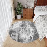 Round Area Rugs 4ft Washable Grey Circle Rug for Entryway Kitchen, Non Slip Soft Low Pile Stain Resistant, Boho Circular Carpet for Living Room Bedroom Dorm Dining Room Table, Abstract Gray