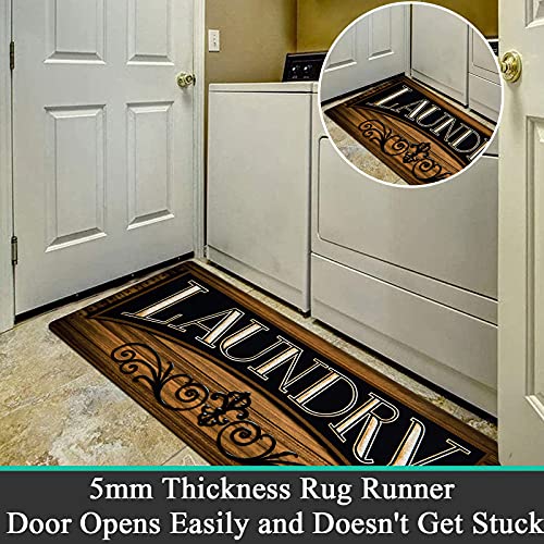 Pauwer Laundry Room Rug Runner 20"x60" Waterproof Rubber Laundry Mat Non Slip Kitchen Mats for Floor Washable Floor Mat Runner Rug for Farmhouse Mudroom Washroom Bathroom Decor