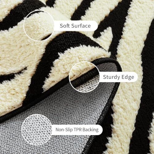 Zebra Hallway Runner Rugs 2×6: Modern Washable Non Slip Kitchen Rug