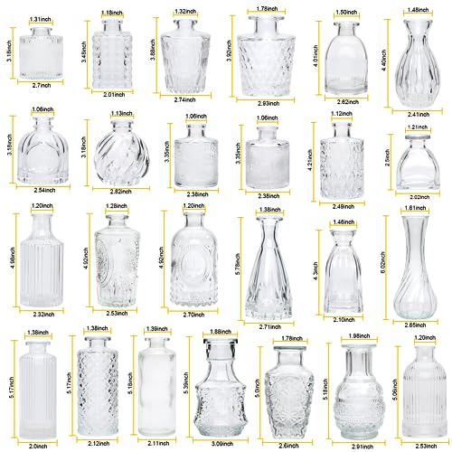 Glass Bud Vase Set of 32 pcs,Bud Vases in Bulk,Small Vases for Centerpieces, Mini Flower Vase Bulk for Rustic Wedding Home Table Decorations