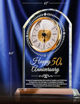 50th Wedding Anniversary Crystal Quartz Clock,50 Years of Marriage Gift,Happy Golden Anniversary Decoration Gift,for Parents,Grandparents,Couple