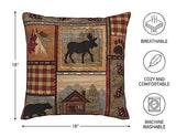 Set of 2 Square 18x18 inch Retro Brown Throw Pillow Covers Rustic Lodge Bear Moose Decorative Throw Pillowcase for Home Sofa Thick Cotton Linen Cushion Cases (45x45 cm) Paw Prints Cabin