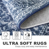 Area Rug 3x5 Washable Entryway Rug Non Slip Blue Kitchen Rugs