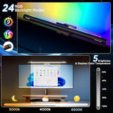 Quntis Monitor Light Bar 15.7", 24 RGB Backlight Modes for lmmersive Gaming Ambience, 900 Lux Glare-Free Computer Screen Lamp, High CRI 95 Eye Care Desk Light for Home Office