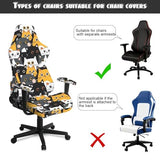 Cartoon Cat Print Gaming Chair Cover with Armrest Covers Stretch Anti Dust Furniture Protector Washable Breathable Gamer Chair Slipcover