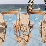 Breling 20 Pcs Coastal Wedding Chair Sashes Light Blue Starfish Beach Chair Covers Bulk 9ft Long Ocean Aisle Decorations for Outdoor Summer Seaside Wedding Party Banquet Reception