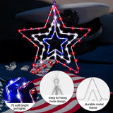 250 Anniversary Patriotic Decorations, Red White and Blue Memorial Day Decor Star Lights, Timer 14.2In Iron Frame 70Led Fairy Star Lights, 8 Mode with Remote Window Wall Silhouette for Home
