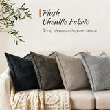 decorUhome Chenille Fall Throw Pillow Covers 18x18 Set of 2, Soft Textured Slubby Modern Decorative Pillow Covers with Elegant Design for Couch, Sofa, Living Room, Oatmeal