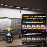 Adjustable LED Desk Lamp with Clamp, 4-Head Eye-Caring CRI95+ Desk Light, Stepless Dimming & Color Temp Remote Control, Flexible Neck, 5-Mode for Reading, Computer, Crafting, 90" Wide Desk Coverage