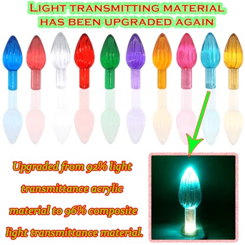 110Pcs in 10 Colors Ceramic Christmas Tree Replacement Bulbs - Plastic Lights Pegs, Included Angel Topper＆Snowflake Top＆Cross Stars.