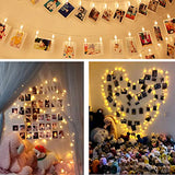 Photo Clip String Lights 17Ft - 50 LED Fairy String Lights with 50 Clear Clips for Hanging Pictures, Christmas Party Birthday Decoration - Perfect Dorm Bedroom Wall Decor Wedding Decorations