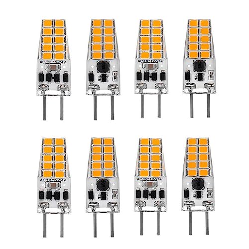 (6-Pack) Dimmable 3-Watt =30-40W T4 GY6.35 LED Bulb 12-24V AC/DC, 20 SMD 2835 LED, (Jc10 Bi-pin 30-40w Replacement) (Warm White,2700K)