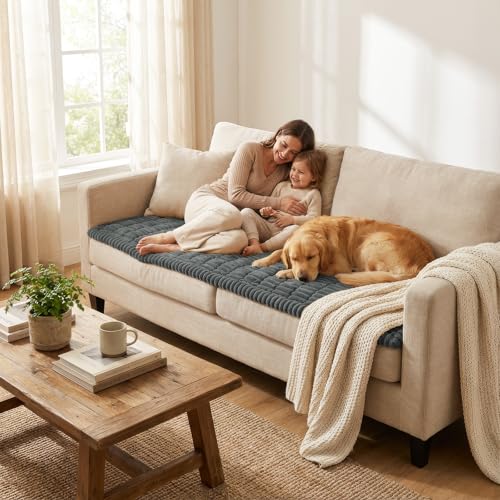 Smiry Couch Cover for Dogs, Non Slip Washable Sofa Protector for Pets, Soft Furniture Cover for Pet, Stylish Sofa Covers, Cozy Protect Against Fur, Dirt & Everyday Messes (Dark Grey, 27.6" x 59")