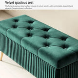 Rectangular Storage Pouf Ottoman Indoor Bedroom Bench Wooden Footstool with Legs Entryway Storage Chest Multi-Functional nizer Stylish Home Décor.