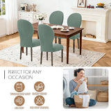 Round Back Dining Chair Cover Set 2/4/6, Curved Back Chair Covers Stretch Armless Dining Chair Slipcovers Mid Century Modern Chair Seat Protector for Kitchen, Home and Banquet (Green, Set of 6)