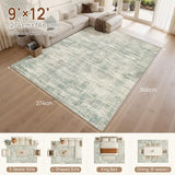 9x12 Area Rug for Living Room Washable Abstract Sage Green Carpet