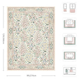 9x12 Area Rugs, Machine Washable Low Pile Floral Rugs for Living Room, Bedroom, Large Boho Area Rug with Non-Slip Backing for Dining Room(Pink Floral)