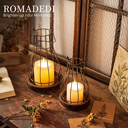 Romadedi Lantern Rustic Farmhouse Decor, Set of 2