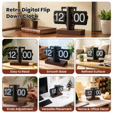 VINGVO Digital Flip Down Clock, Retro Flip Desk Clock, Battery Operated Mechanical Clock, Internal Gear Operated Time Clocks for Home Room Office Desk & Shelf Decoration (Black)