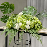 Hydrangea Artificial Flowers, 20 Pcs Green Hydrangea Artificial Flowers Bulk, Faux Hydrangea Flowers for Outdoor, Fake Silk Hydrangea Flowers with Stems for Wedding Decoration Decor