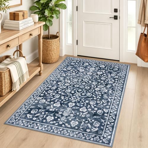 Vintage Washable Rugs for Entryway 4x5 Area Rug Non Slip Door Mat