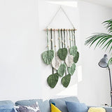 MSFENG Wall Hanging Decor Leaves Tapestry Boho Wall Decor Woven Feather Handmade Yarn Tassels Woven Wall Art Decorations for Nursery, Bedroom, Living Room, Apartment Home Backdrop (LightGreen)