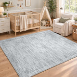 Area Rugs for Bedroom Nursery 4x6 Washable Foldable Vintage Grey