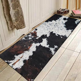 MUGINYU Western Cowhide Runner Rug 2x6 for Bathroom Home Decor,Brown Cow Print Rug,Farmhouse Cowboy Animal Fur Area Rug Non Slip Washable (Brown Cow)