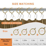 Antique Brass Curtain Rings with Eyelets for Up to 1.2-inch Curtain Rods (Set of 30 PCS Curtain Rings)
