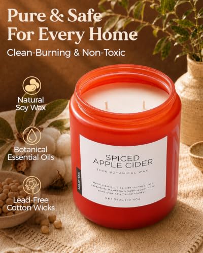 M&SENSE Spiced Apple Cider Scented Soy Candle for Home Autumn Decor Gift