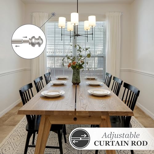Kenney Kendall Standard Decorative Window Curtain Rod, KN71716, 28-48" (71cm-122cm), 5/8" (15.8mm) diameter, Brushed Nickel
