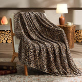 BEDELITE Fleece Blanket for Couch & Bed, Luxury Cheetah Plush Cozy Fuzzy Blanket, Leopard Print Throw 50"x 60", Dark Brown
