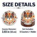 6pcs Vibrant Cat Coasters - 3.93" Floral & Leaf Patterns, Heat-Resistant Plastic Cup Coasters for Home, Bar, Office Use - Hand Washable Cat Decor Accessories
