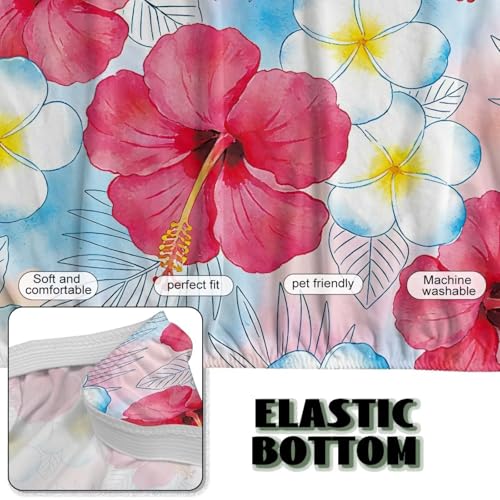 Armless Futon Cushion Covers Coastal Floral Rectangular Sofa Slipcovers Hibiscus Flower Futon Couch Cover with Elastic Bottom for Living Room Bedroom Hotel Furniture Protector