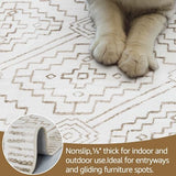jinchan 8x10 Moroccan Geometric Washable Living Room Area Rug, Taupe