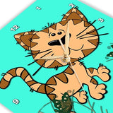 3dRose Funny Cat. Turquoise. Kids Decor. Cool Image. - Wall Clock, 15 by 15-Inch (DPP_218421_3)