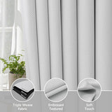 FMFUNCTEX 100% Blackout Curtains for Bedroom, White Back Tab Curtain 90 Inches Long Drapery Thermal Insulated Curtains for Living Room, Black Out Drapes Rod Pocket Room Darkening 2 Panels