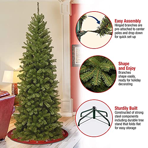 National Tree Company 6.5 ft Unlit North Valley Spruce Slim Artificial Christmas Tree, 832 Tips, Includes Stand, Green