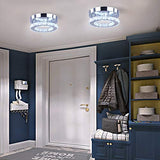 7.9" K9 Crystal LED Chandelier Flush Mount Ceiling Light, Cool White | K9 crystal 7.9“ in low-profile flush mount cool white LED for hallway foyer closet bedroom indoor hardwired