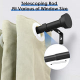 Curtain Rods for Windows 66 to 120 Inch(5.5-10 Feet),Black 1'' Diameter Drapery Rods with End Cap Style Design,Modern Adjustable Heavy Duty Curtain Rod,Size:32''-120''