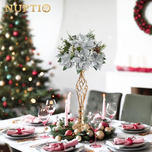 NUPTIO Gold Centerpiece Stand for Table, Twist Style, 20.5" Tall, 2 Pcs