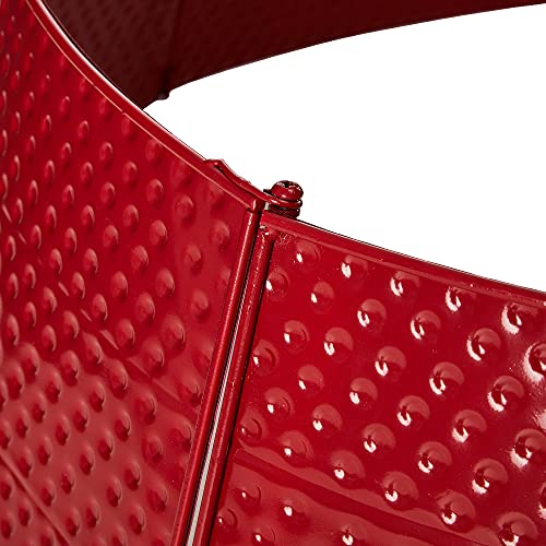 Glitzhome Christmas Tree Collar, 40.5" D Christmas Red Hammered Metal Tree Collar, Decorative Tree Stand Cover Tree Ring for Christmas Decor