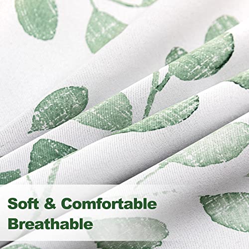 MYSKY HOME Green Botanical Leaf Curtains 84 inch Long 2 Panels Set Spring Curtains Patio Eucalyptus Leaf Pattern Grommet Thermal Insulated Drapes for Living Room Bedroom Farmhouse Country