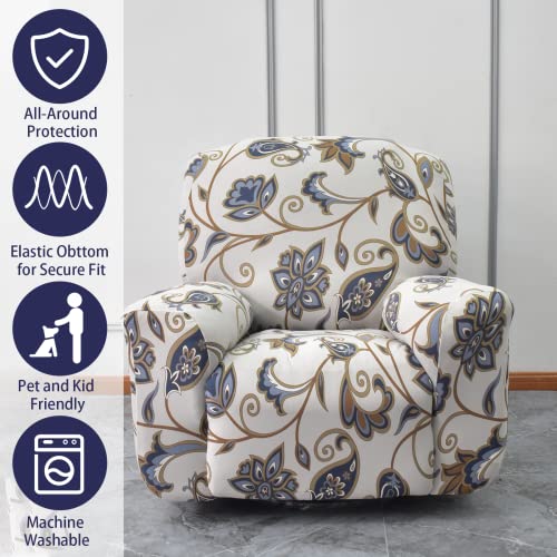 Iauddy Recliner Slipcover-Stretch Soft Slip Reclining Chair Slipcovers 4 -Pieces Furniture Protector for Recliner with Pocket Fitted Sofa Couch Cover Lazy Boy Chair Cover